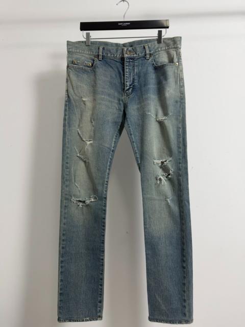 SAINT LAURENT Saint Laurent Slp16fwd02 Blue Distressed Jeans