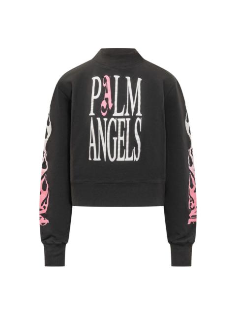 flame-print long-sleeve sweatshirt