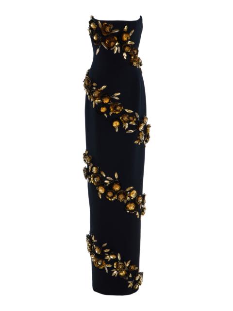 CAROLINA HERRERA Embellished Strapless Gown black