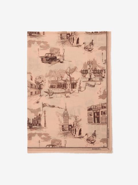 Burberry London Landmarks Wool Silk Scarf