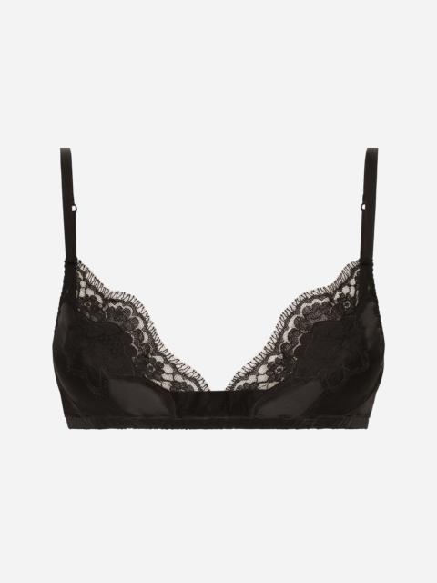 Dolce & Gabbana Soft-cup satin bra with lace detailing