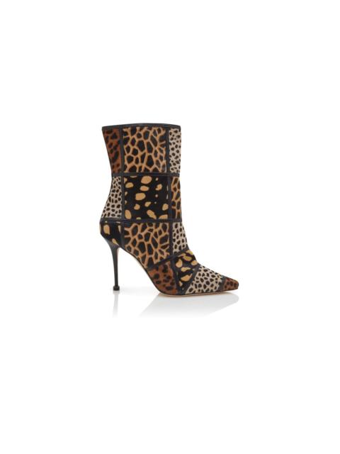 Manolo Blahnik Animal Print Calf Hair Ankle Boots
