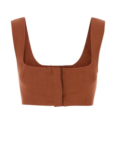 LE KASHA Brick linen Jirja crop-top