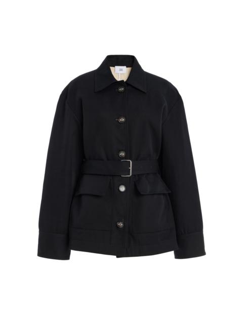 ADAM LIPPES Belted Cotton-Twill Barn Jacket black