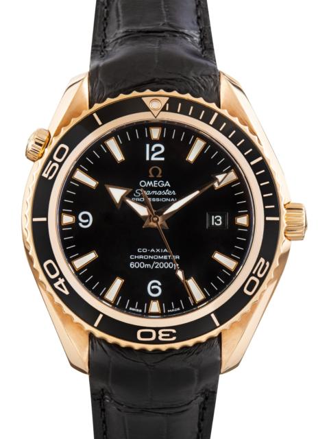 OMEGA Pre-Owned Omega Seamaster Planet Ocean 600M Red Gold on Leather Strap