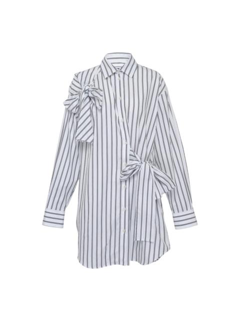 MSGM Ribbon Side Tie Stripe Collar Dress