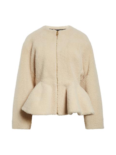 Alaïa Alaïa Genuine Shearling Peplum Jacket in Naturel at Nordstrom