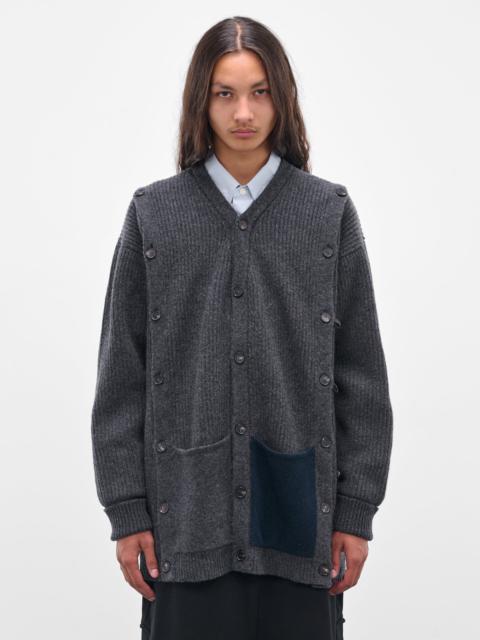 SETCHU Gray Cashmere Rib-Knit Buttoned Cardigan