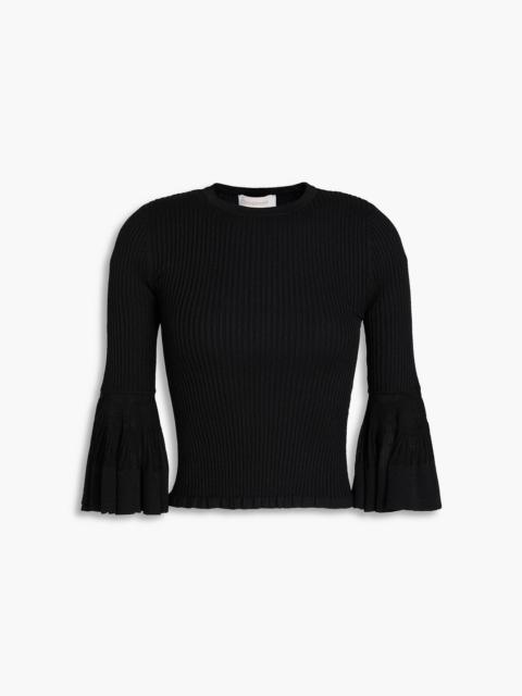 Zimmermann Ruffled ribbed-knit top