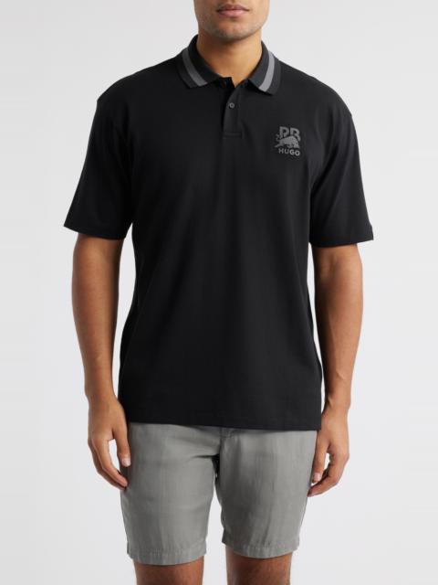 HUGO HUGO x RB Formula One™ Team Relaxed Fit Stretch Piqué Polo in Black at Nordstrom