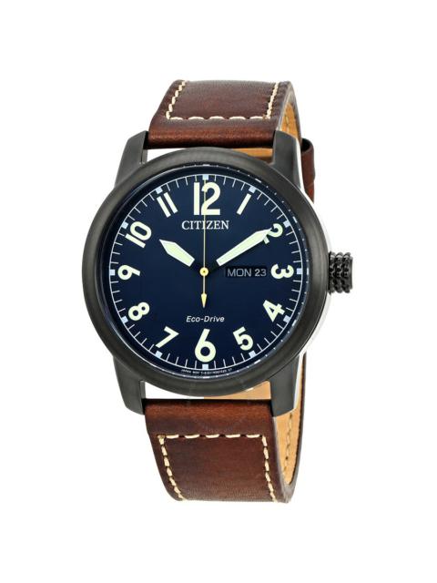 Other Designers Citizen Chandler Eco-Drive Dark Blue Dial Brown Leather  Men's Watch BM8478-01L