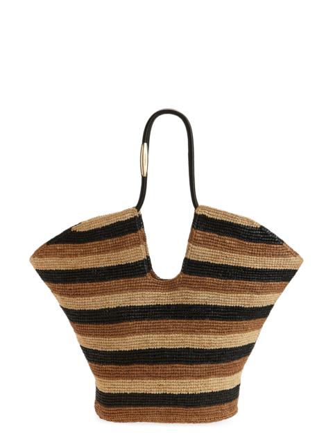 Zimmermann Zimmermann Large Goldentime Stripe Raffia Tote in Black Stripes at Nordstrom