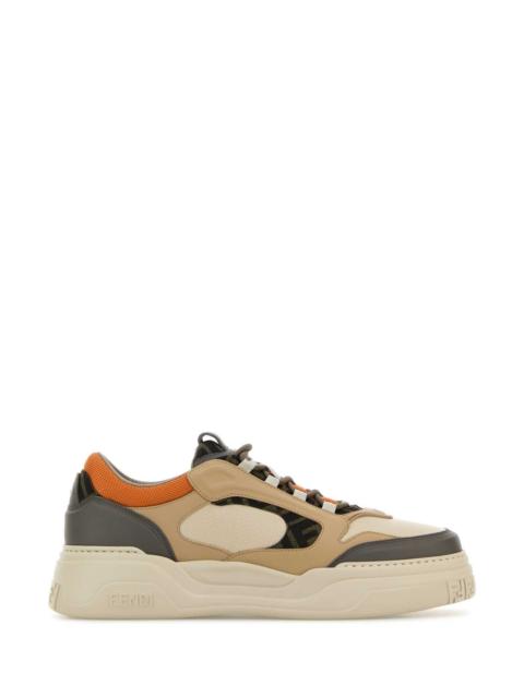 FENDI Fendi Men Multicolor Leather And Canvas Fendi Force Sneakers