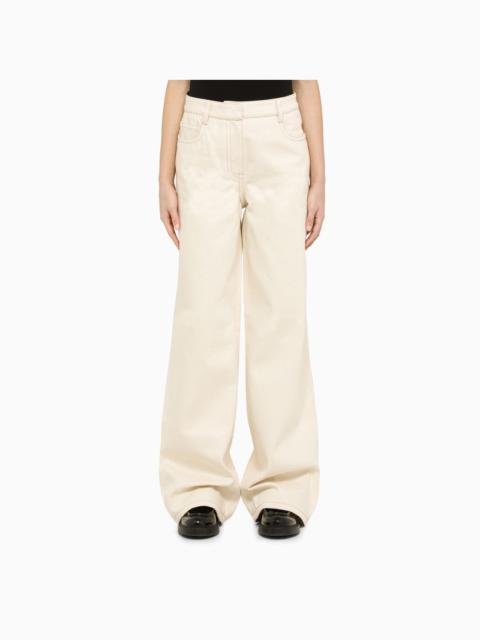 Prada Ivory Canvas Wide Trousers
