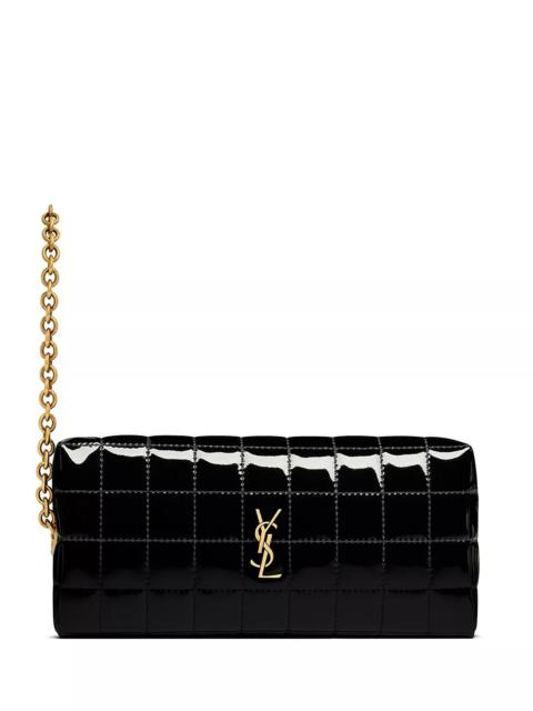 SAINT LAURENT Cassandre Matelassé Carré Pouch in Shiny Canvas