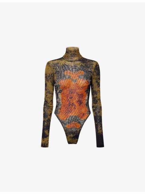 Jean Paul Gaultier Medaillon Print Mesh Body