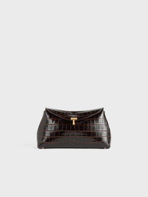TOTEME T-Lock clutch dark brown croco