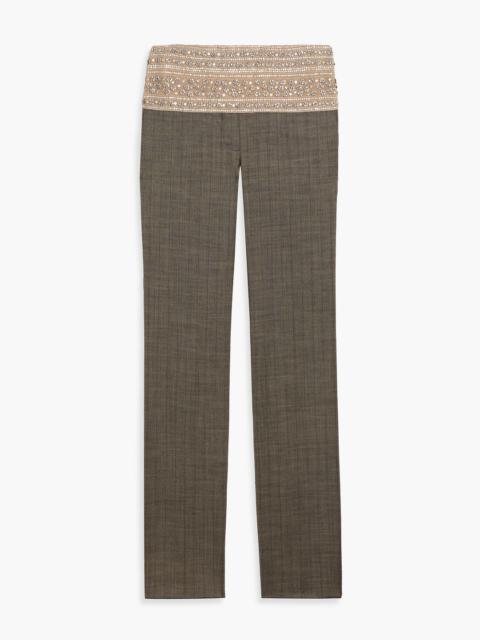Stella McCartney Embellished tulle and pinstriped wool-blend slim-leg pants
