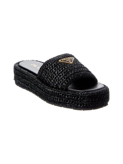 Prada Prada Logo Crochet Platform Sandal