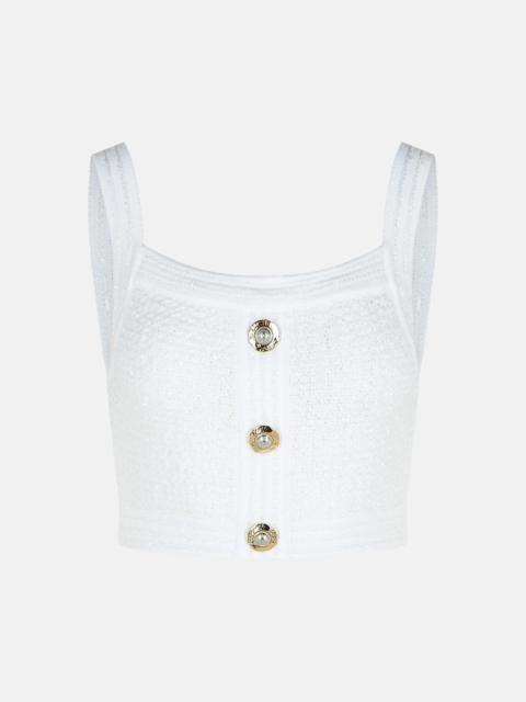 Balmain WHITE COTTON BLEND TOP