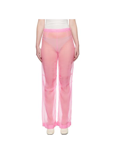 ALAINPAUL Pink Mousseline Silk Chiffon Knee Trousers
