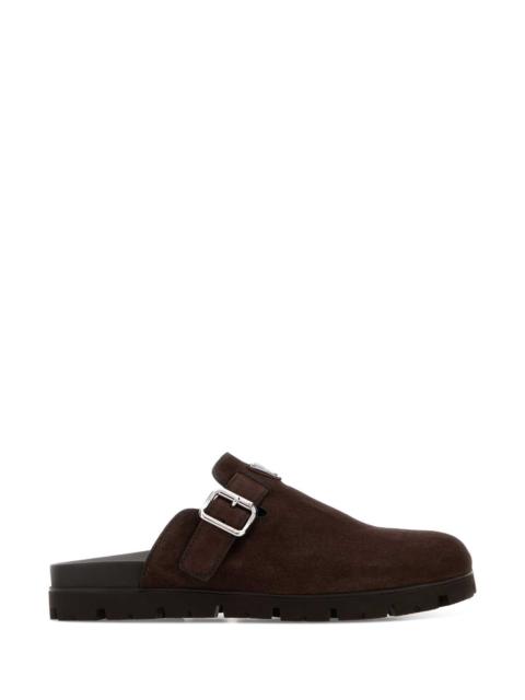 Prada Prada Men Dark Brown Suede Slippers