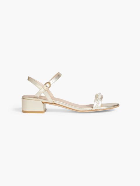 Stuart Weitzman Dancer 35 faux pearl-embellished metallic leather sandals