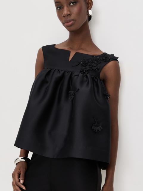 SHUSHU/TONG Notched Fluffy Sleeveless Top