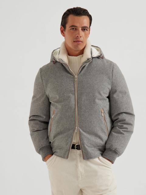 Brunello Cucinelli Bonded wool flannel down jacket with detachable hood