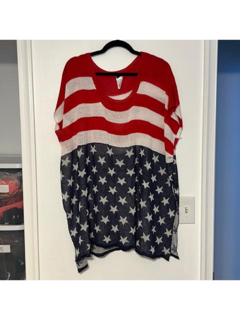 Windsor Knit Patriotic American Flat Poncho Coverup
