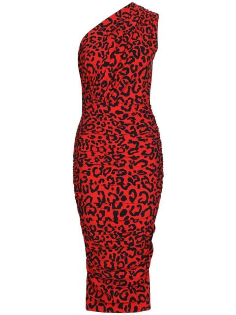 One-shoulder Leopard-print Jersey Dress
