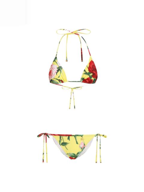 floral-print bikini