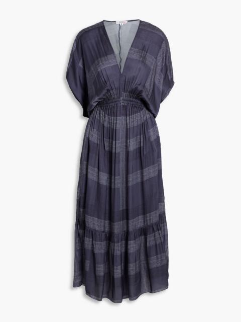 lemlem Leila draped printed charmeuse midi dress