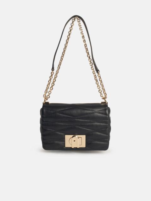 FURLA '1927' SMALL BLACK LEATHER CROSSBODY BAG