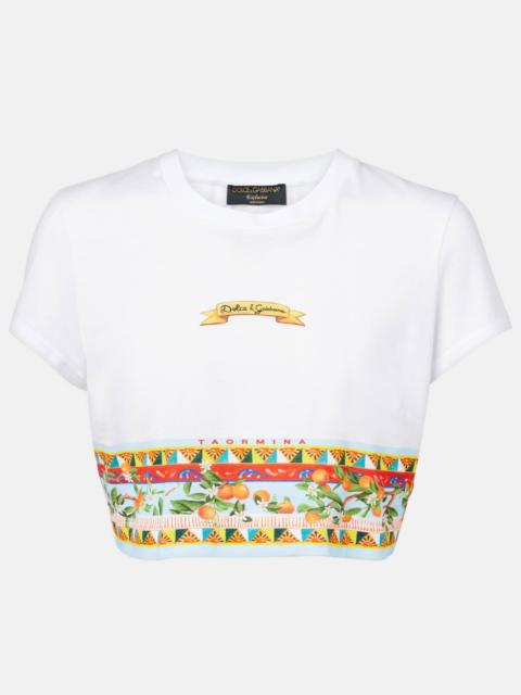 Dolce & Gabbana Cropped printed cotton T-shirt