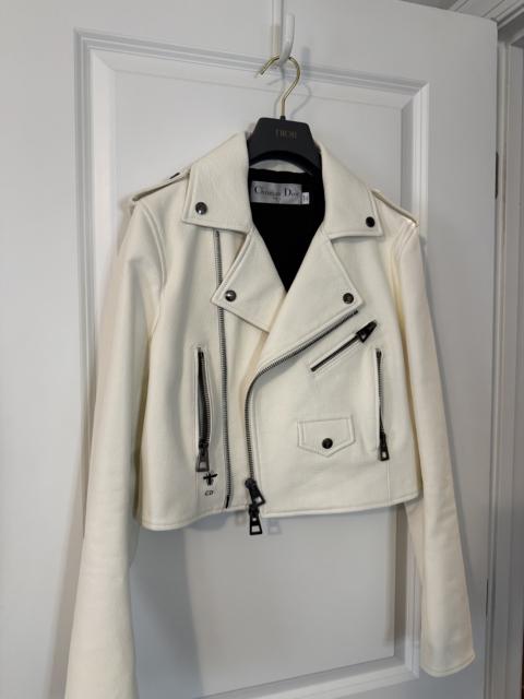 Dior Dior Miss Dior Graffiti Cropped Perfecto White Goatskin Leather Jacket – NWT – FR 36 – $7,100 Retail