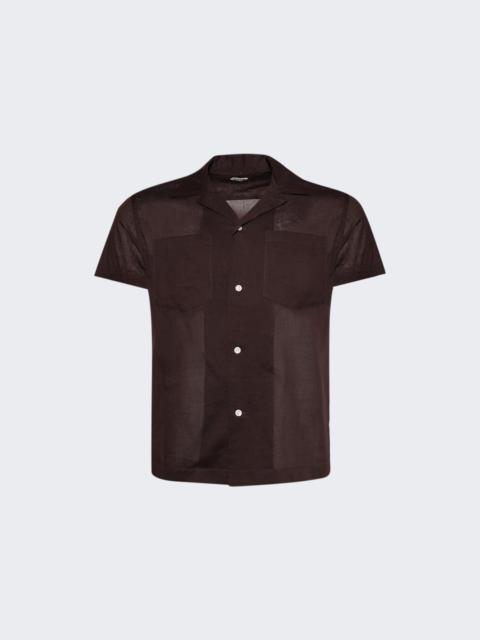 BODE Voile Short Sleeve Shirt Brown Brown