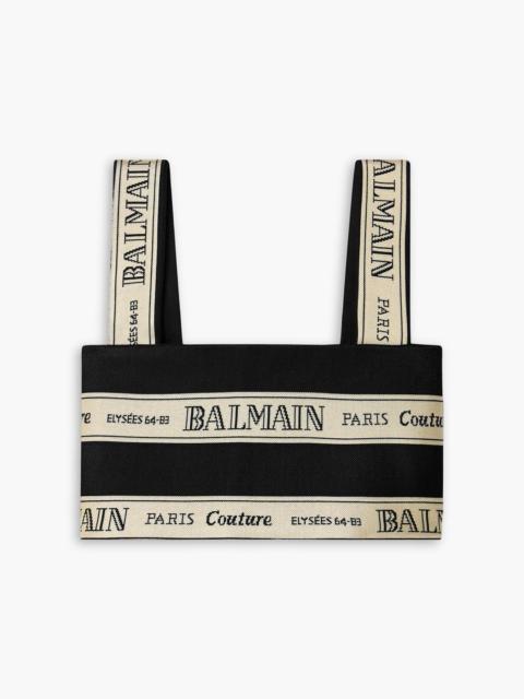 Balmain Cropped canvas-jacquard top