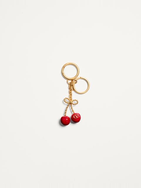 Valentino CHEZ VALENTINO METAL AND ENAMEL BAG CHARM WITH KEY RING