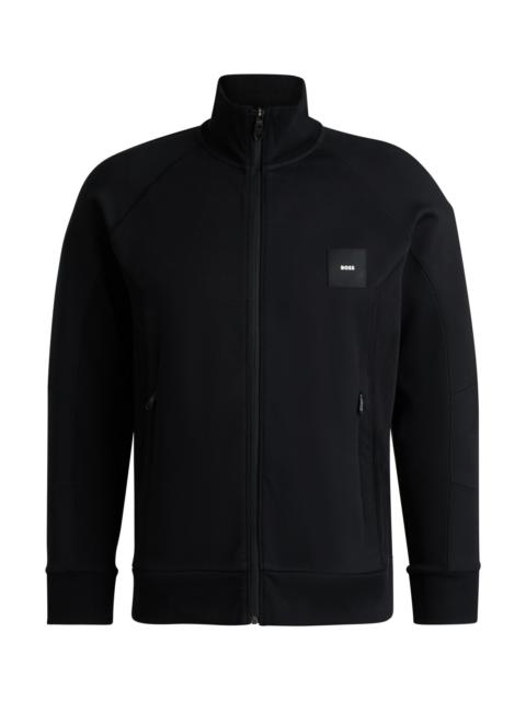 BOSS COTTON ZIP-NECK SWEATSHIRT WITH DOUBLE B MONOGRAM