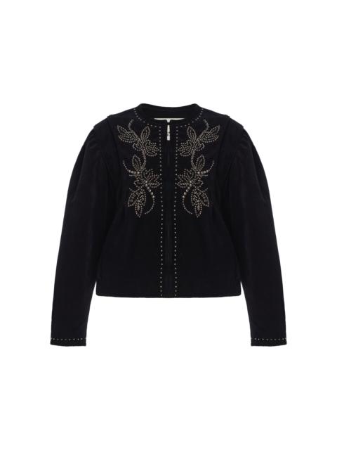 Isabel Marant Pietra Embellished Velvet Bomber Jacket black