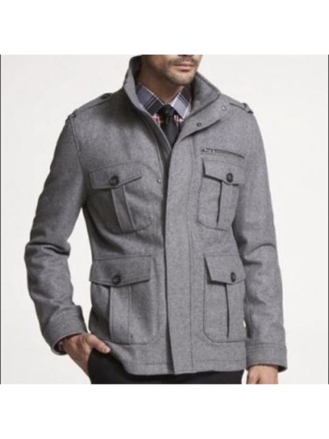 Other Designers Express Wool Military Jacket with Zip-Out Hood