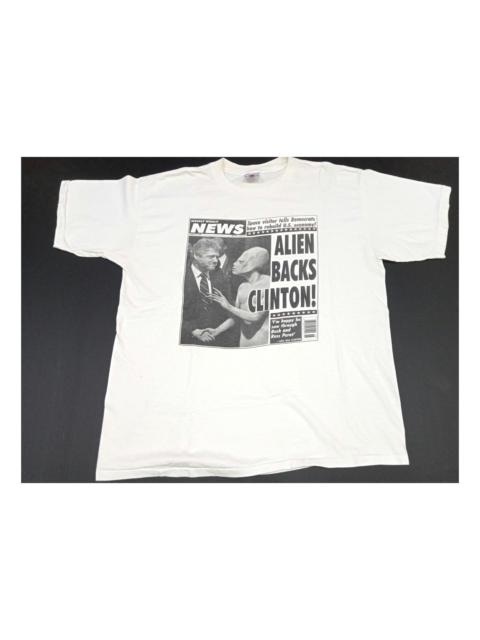 Other Designers Vintage 90s Alien Backs Clinton Newspaper T-Shirt
