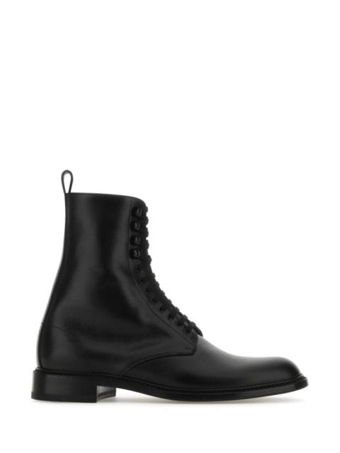 Saint Laurent Man Black Leather Army Ankle Boots