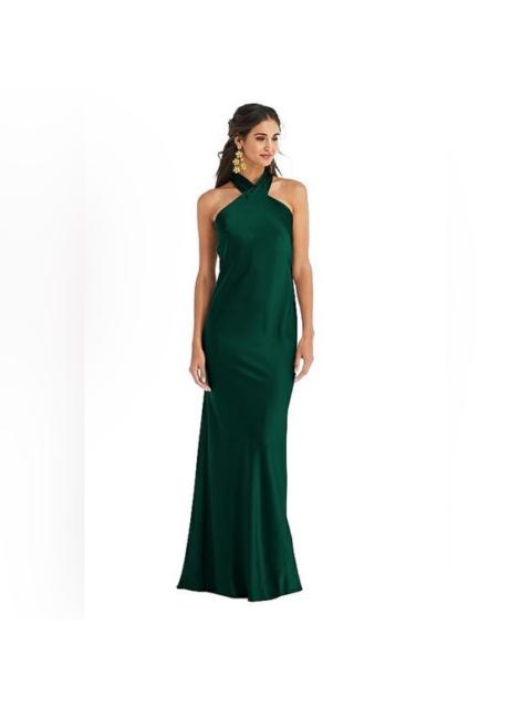 Other Designers NWT Lovely LB025 twist halter lux charmeuse‎ maxi Dress Evergreen Sz XL $231