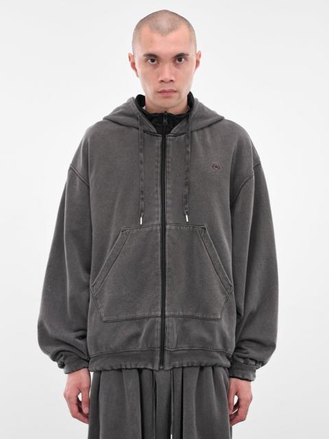 doublet Black Wash Oversized Zip Hoodie
