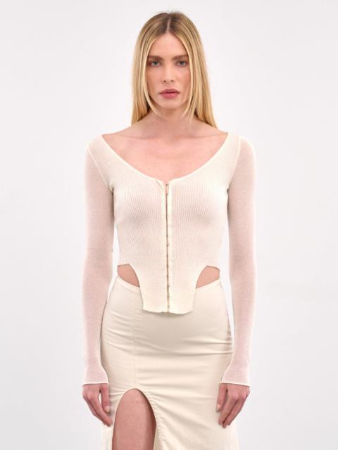 ELENA VELEZ Rib-Knit Corset Sweater
