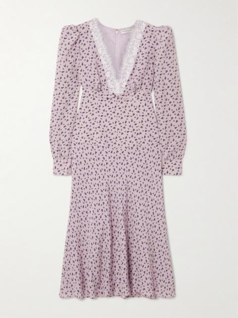 Alessandra Rich Lace-trimmed Crepe Midi Dress