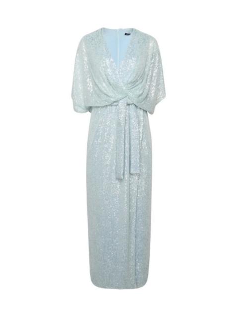 Other Designers Water Green Sequin Belted Maxi Dress
