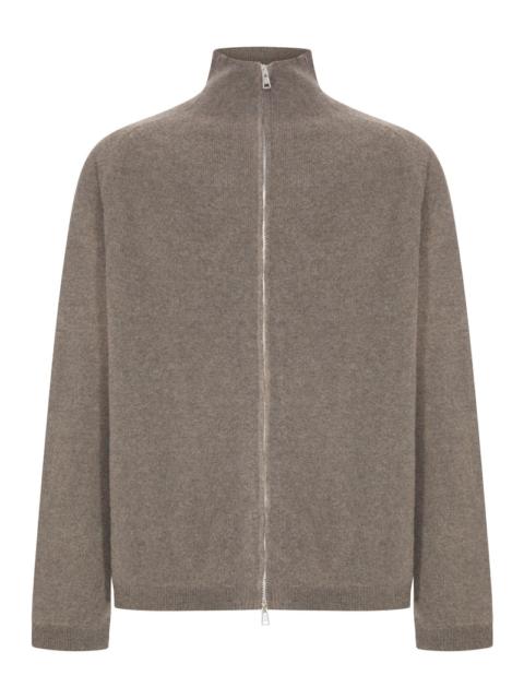 Our Legacy Our Legacy Men Zip Cardigan In "Cherub" Wool And Mud-Colored Spray Dye